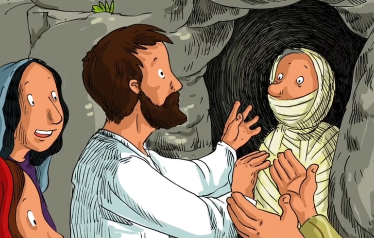 Vers la vidéo: Jésus redonne vie à Lazare