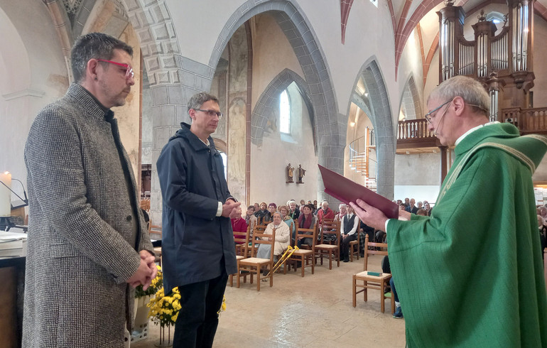 Célébration d'accueil de Jacek Mackowiak et Stéphane Brugnerotto